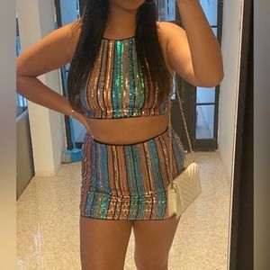 Disco matching skirt set